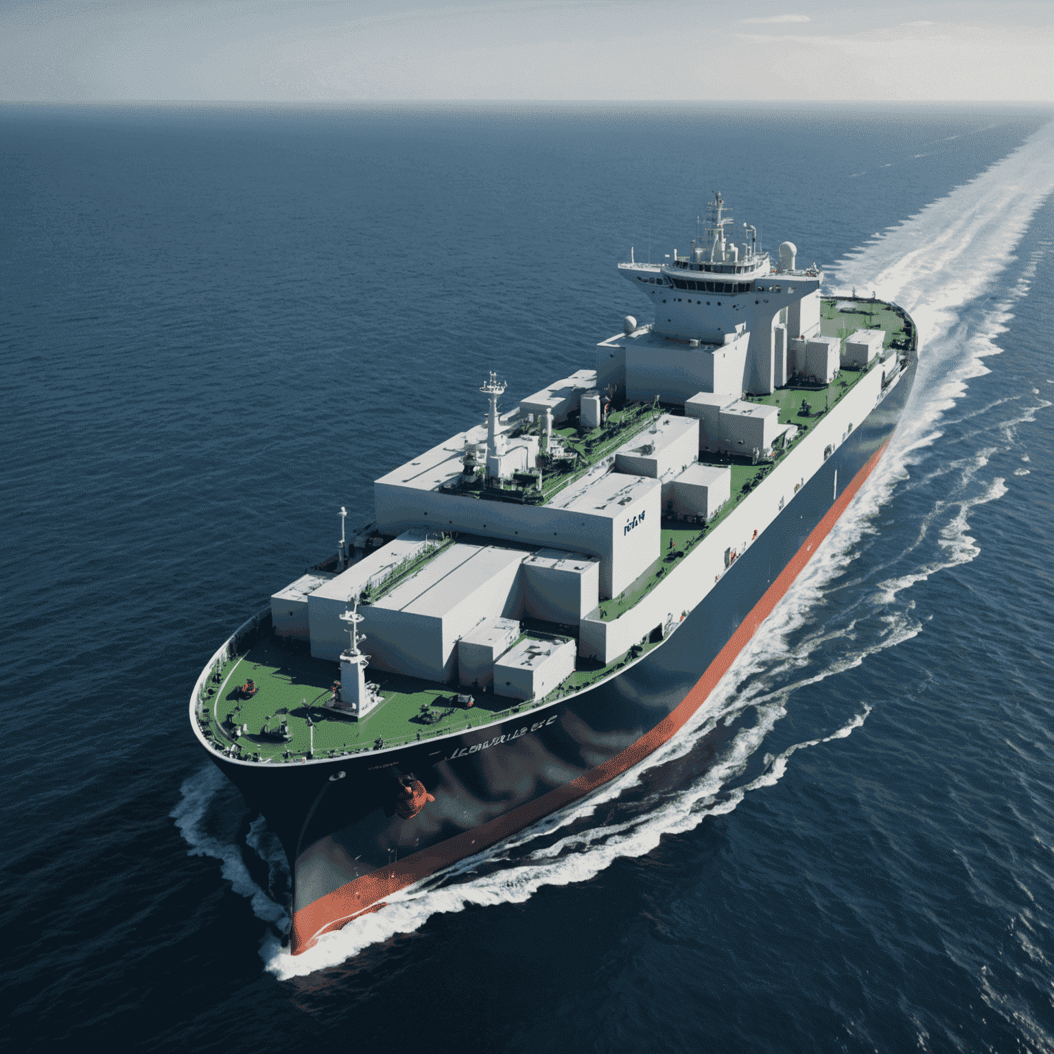 A modern LNG carrier ship with advanced propulsion systems and streamlined design, showcasing the latest in marine gas transport technology